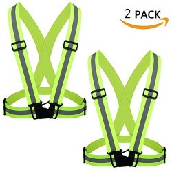 Flytt Reflective Vest 2 Pack Elastic And Adjustable Reflective Gear For Running Walking Jogging Cycling Motorcycle Green