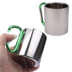 Outdoor Stainless Steel Cups Carabiners Cup Random Color