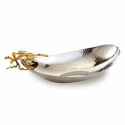 Elegance 70072 Butterfly Boat Shape Serving Bowl 14"X8"X3.5" Silver gold