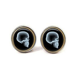Yijun Skull X-ray Tie Tack Or Lapel Pin - Men's - Wedding Father's Day Earrings Skull X-ray Tie Tack Or Lapel Pin - Men's