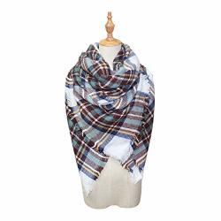 Ulanda Tartan Blanket Scarf Women Plaid Blanket Scarf Winter Warm Chunky Oversized Wrap Shawl For Women