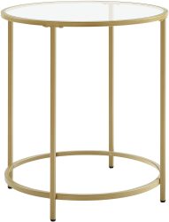 Lifespace Round Glass Side End Table With Gold Frame