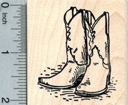 Cowboy Boots Rubber Stamp Western