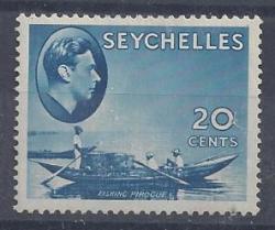 Seychelles 1938 Kgvi 20C Blue Fine Mint