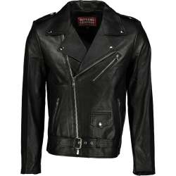 Men's Black Super Biker 100% Napa Leather Jacket- - XL