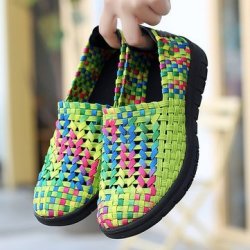Women Hand Woven Casual Breathable Sneakers : 7