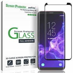 TechMatte Amfilm Full Adhesive Glass Screen Protector For Samsung Galaxy S9 2018 Tempered Glass 3D Curved With Application Tray
