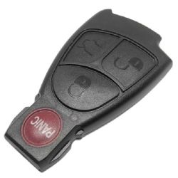 Mercedes-Benz 3 + Panic Button Key Case For Mercedes Benz C B E Cls Clk Slk Cl With Logo