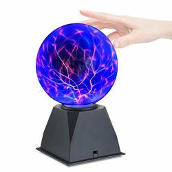 Hooyi 6 Inch Magic Plasma Ball Touch Sound Sensitive Plasma Desk Lamp Light Nebula Sphere Lightning Globe Home Decor Magical Ball Electrostatic Flashing Balls