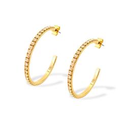 Goldair Gold Tone Hoops With Clear Crystals