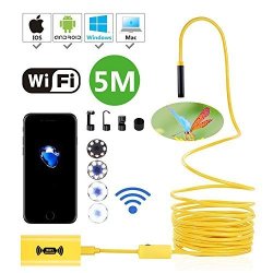 IP68 Waterproof Wireless Endoscope 8MM HD 1200P Leegoal Wifi Borescope Camera 2.0 Megapixels Cmos Semi-rigid Snake Cable With 8 Adjustable LED For Ios android windows mac Black