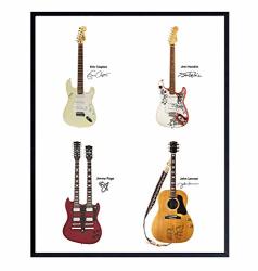 Iconic Rock Star Guitars Wall Art Poster - 8X10 Photo Print - Cool Gift For John Lennon Jimmy Page Jimi Hendrix Eric Clapton Fans