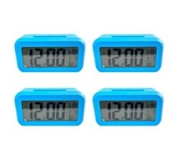 Battery Powered Digital Alarm Clock Pack Of 4 Blue
