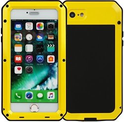 Gpct Apple Iphone 7 Plus Rugged Shock-resistant Hybrid Full Case Cover Scratch Resistant Dirt Resistant Water Resistant Snug Fit Tempered Glass Case Cover Yellow