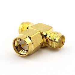 Dgzzi 2-PACK T Type Rf Coaxial Adapter 3 Way Sma Coax Jack Connector Sma Male To 2 Sma Female