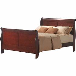 LOUIS PHILIPPE III Bed Traditional Sleigh Full Bed Frame In Cherry For Home Bedroom | Reviews ...