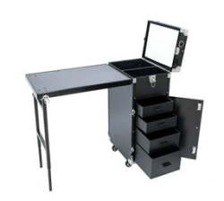 Rolling Manicure Foldable Table Workstation Desk With 4 Drawers And Mirror