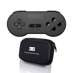 8BITDO SN30 Black Edition Controller Bundle - Includes Bonus Carrying Case - Android mac pc switch nes And Snes Classic