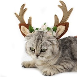 Hxinfu Pet Elk Antler Headband Christmas Costume Deer Antler Head Hoop For Dog Cat