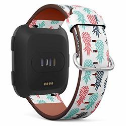 Compatible With Fitbit Versa Fitbit Versa 2 Fitbit Versa Lite Leather Wristband Bracelet With Quick-release Spring Pins - Pineapple Fruit