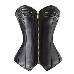 bslingerie® Womens Faux Leather Zipper Front Bustier Corset Top