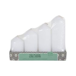 Pillar Candle Set - White - Various Sizes - 4 Pieces - 6 Pack