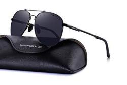 Merry's Mens Polarized Aviation Super Light Flexible Frame Sunglasses S8716 Black 62