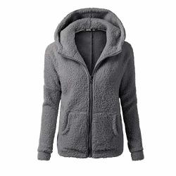 Fur Bomber Hooded,Womens Sweatshirt Winter Warm Wool Zipper Pockets Coat Outwear by-NEWONESUN