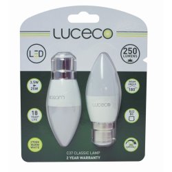 Luceco LC22W3W25 2 B35 2PK Candle