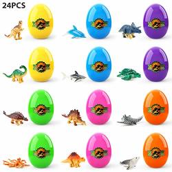 Theefun 24 Pcs Easter Eggs Filled With Popular Dinosaurs And Marine Animals