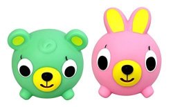 Oshaberi Doubutsu Talking Animal Ball Borukuma Stress Ball - Pink Bunny And Green Bear - Set Of 2