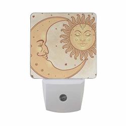 LED Night Light With Smart Dusk To Dawn Sensor Celestial Sun And Moon Stars Pattern Plug In Night Light Great For Bedroom Bathroom Hallway
