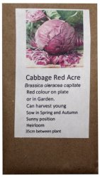 Heirloom Veg Seeds - Cabbage - Red Acre
