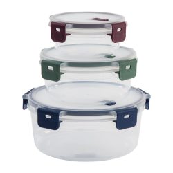 Click And Store Set Of Round Nested Plastic Food Containers 3 Pk
