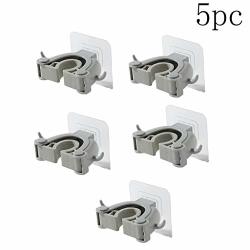Broom Mop Grippers - Mlide 5PC Sturdy Broom Holder Wall Mount Strong Self Adhesive Wall Mounted Multi-functional For Home Kitchen Garden