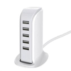 5 Port Universal USB Ac Multi Charger 4A USB Hub 20W - White