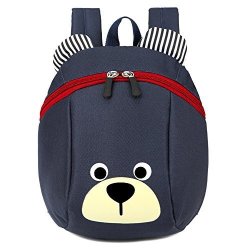 Vox Cute Bear Small Kids Backpack Kindergarten Boys With Chest Strap Animals Toddler Childrens Backpack With Leash Deep Blue