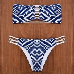 P&j 2017 Sexy Swimsuit Bandeau Push Up Bikini Set Reversible Print Swimwear Brazi... - SJ15286F0 S
