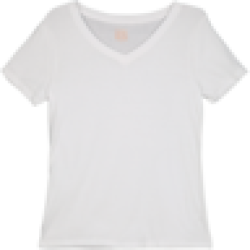 Ladies White V-neck T-Shirt S-xxl