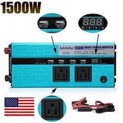 Autobaba Digital Display Design Car Power Inverter 1500W Dc To Ac 110V 120V With Outlets & USB Ports Charger For Phone laptop rvs dvd Player Wtih Us