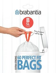 Brabantia Smartfix Bin Liners Size B 5 Litre 60 Bag Dispenser Pack