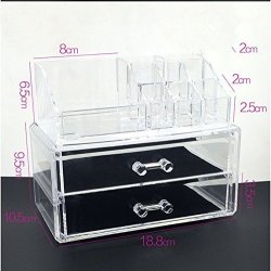 Vplus 1 Set Desktop And Drawer Acrylic Transparent Cosmetic Storage Box Acrylic Clear Makeup Cosmetic Organizer With 4 Drawers Grids 2 Tiers Display Case Desktop Box Home