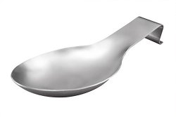 Lianyu Brushed Stainless Steel Spoon Rest Heavy Duty Stable Spatula ladle Holder 10" L X 3.8" W Dishwasher Safe