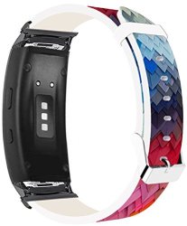 Samsung Galaxy Gear FIT2 Pro Band Leather Replacement - Samsung Galaxy Gear Fit 2 FIT 2 Pro Strap Black Connectors Colorful Grid Pattern