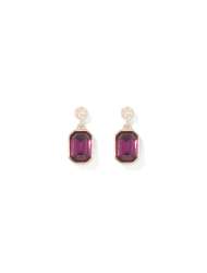 Rebecca Rectangle Stone Earrings - 0 Purple