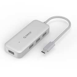 Orico 4 Port USB C To 4X USB3.0 Hub Silver