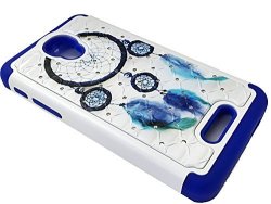 For Alcatel Onetouch Pixi Bond A573VC Dual Hybrid Sparkle Bling Protective Case Phone Cover + Gift Stand Sparkle Blue Dream Catcher