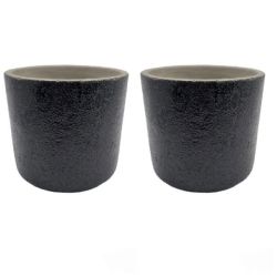 Ceramic Flowerpots Marmer Gloss Black 14CM X 13CM