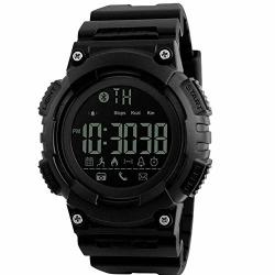Outdoor Men Watch Sports Waterproof Smart Watches Digital Army With Bluetooth Call Sms Notification Pedometer Calorie Remote Camera For Ios Android Black