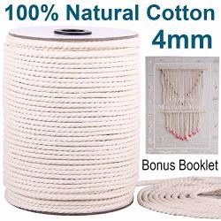 XKDOUS Macrame Cord 5mm x 145Yards, Natural Cotton Macrame Rope, Cotton  Cord for Wall Hanging, Plant Hangers, Crafts, Knitting, Decorative  Projects